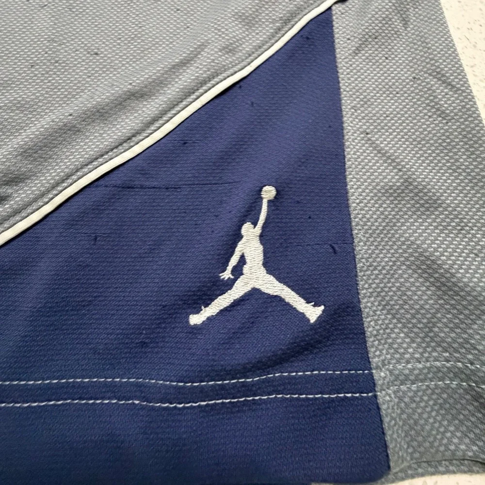Jordan Mens Dri-FIT Mesh Basketball Shorts Grey Navy Blue Jumpman Size M